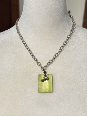 Silpada Style N1133: Sterling Necklace with Green Mother of Pearl & Pyrite Beads